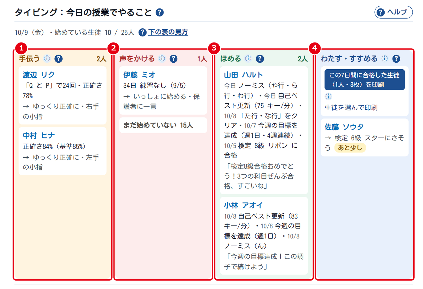 進捗一覧の「今日の授業でやること」